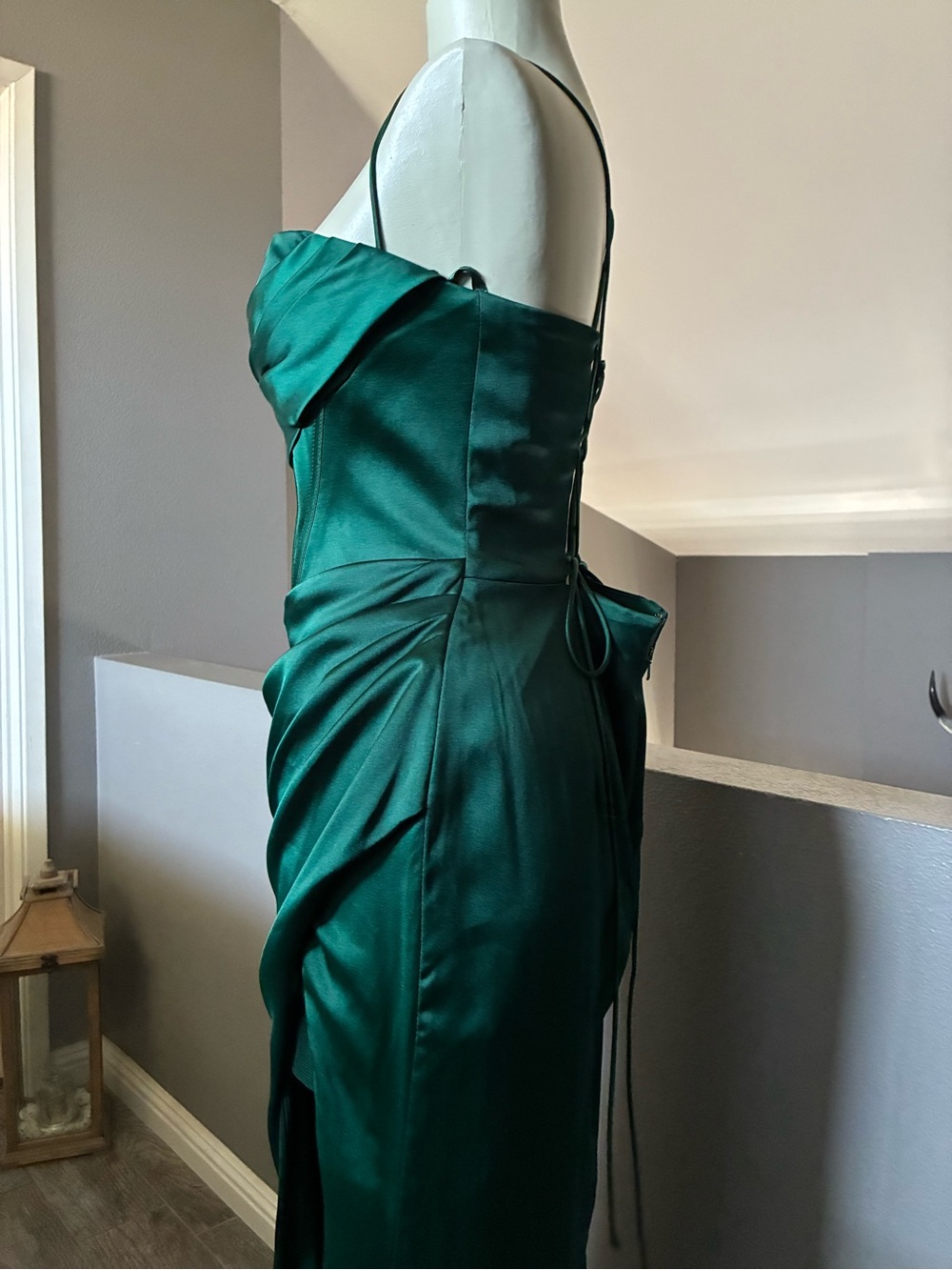 Cinderella Divine Emerald Satin Corset Gown Size 10 - Picture 6 of 11